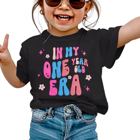 BOUTIKOME Baby Girl First Birthday Outfit 1st Birthday Shirts in My One Year Old Era T-shirt Party Tops Short Sleeve Tees in Saudi Arabia