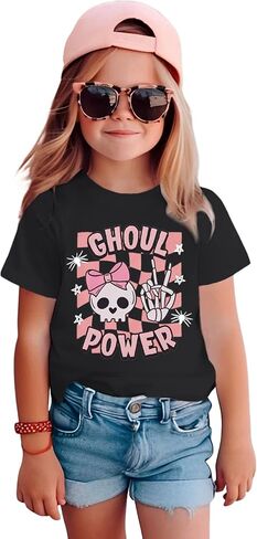 Toddler Baby Girls Halloween Shirt Ghoul Power Skull Tshirt Cute Skeleton Hand Tee Tops Spooky Season Fall Clothes in Saudi Arabia