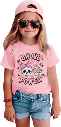 Toddler Baby Girls Halloween Shirt Ghoul Power Skull Tshirt Cute Skeleton Hand Tee Tops Spooky Season Fall Clothes in Saudi Arabia