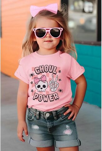 Toddler Baby Girls Halloween Shirt Ghoul Power Skull Tshirt Cute Skeleton Hand Tee Tops Spooky Season Fall Clothes in Saudi Arabia