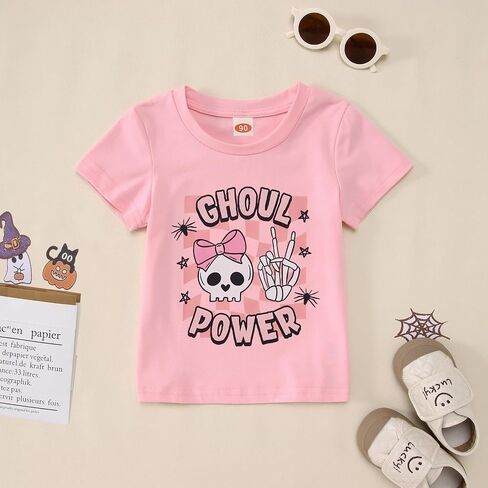 Toddler Baby Girls Halloween Shirt Ghoul Power Skull Tshirt Cute Skeleton Hand Tee Tops Spooky Season Fall Clothes in Saudi Arabia