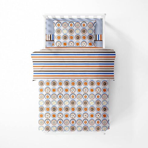 مجموعة مفروشات باكاتي مود سبورتس المكونة من 4 قطع للأولاد الصغار مصنوعة من القطن بنسبة 100% تتضمن لحافًا ذو وجهين، وملاءة جاهزة، وملاءة علوية، وغطاء وسادة للأولاد in Kuwait