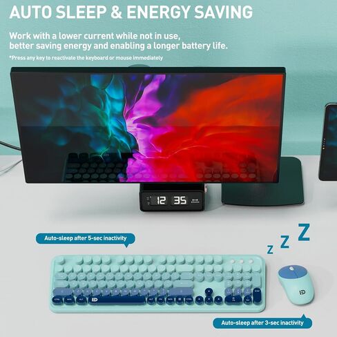 Wireless Keyboard and Mouse Combo, 2.4 GHz Wireless Full-Sized Typewriter Keyboard with Round Keycaps for Windows, Computer, Desktop, PC, Laptop (Pink) in Saudi Arabia