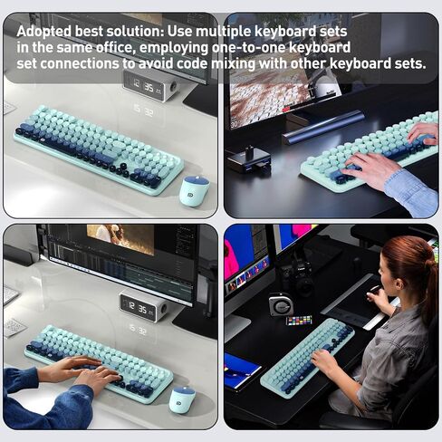 Wireless Keyboard and Mouse Combo, 2.4 GHz Wireless Full-Sized Typewriter Keyboard with Round Keycaps for Windows, Computer, Desktop, PC, Laptop (Pink) in Saudi Arabia
