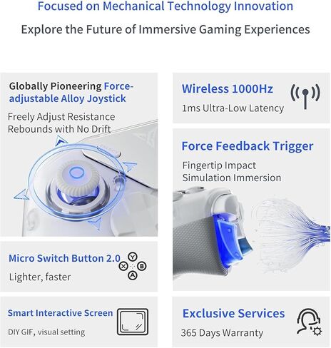 OAAO FLYDIGI APEX4 PC Gaming Controller, Force Feedback, Adjustable Trigger, Alloy Joystick, LCD Display, 1500mAh, 1000hz, Stereo Vibration, Compatible with PC/NS/TV/Android in Saudi Arabia