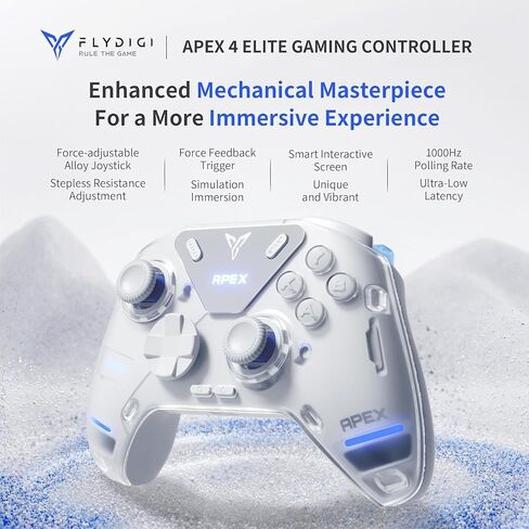OAAO FLYDIGI APEX4 PC Gaming Controller, Force Feedback, Adjustable Trigger, Alloy Joystick, LCD Display, 1500mAh, 1000hz, Stereo Vibration, Compatible with PC/NS/TV/Android in Saudi Arabia