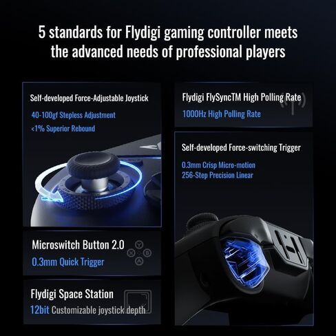 وحدة تحكم ألعاب OAAO FLYDIGI APEX4 للكمبيوتر الشخصي، ردود فعل القوة، مشغل قابل للتعديل، عصا تحكم من سبيكة معدنية، شاشة LCD، 1500 مللي أمبير، 1000 هرتز، اهتزاز ستيريو، متوافق مع أجهزة الكمبيوتر/NS/TV/Android in Saudi Arabia