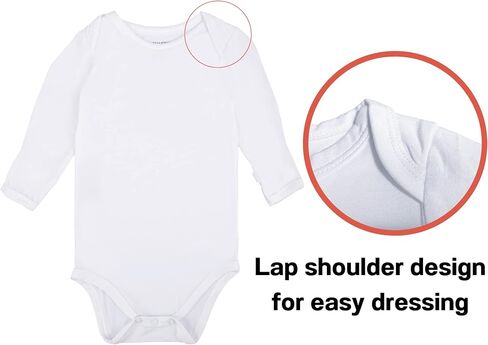 GUISBY Unisex Baby Rayon of Bamboo Snap Bodysuits, Long Sleeve with Mittens Cuffs Bodysuit in Saudi Arabia
