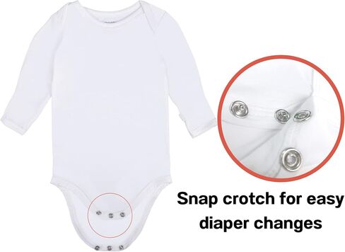 GUISBY Unisex Baby Rayon of Bamboo Snap Bodysuits, Long Sleeve with Mittens Cuffs Bodysuit in Saudi Arabia
