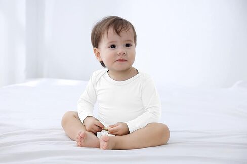 GUISBY Unisex Baby Rayon of Bamboo Snap Bodysuits, Long Sleeve with Mittens Cuffs Bodysuit in Saudi Arabia