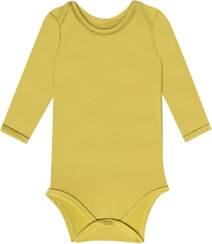 GUISBY Unisex Baby Rayon of Bamboo Snap Bodysuits, Long Sleeve with Mittens Cuffs Bodysuit in Saudi Arabia