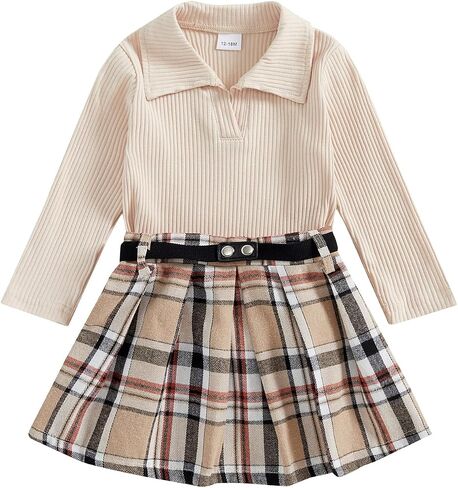 WZTYYDS Toddler Baby Girl Clothes 1T 2T 3T 4T Long Sleeve Ribbed Knit Tops Mini Skirts Set 2Pcs Fall Winter Outfits in Saudi Arabia
