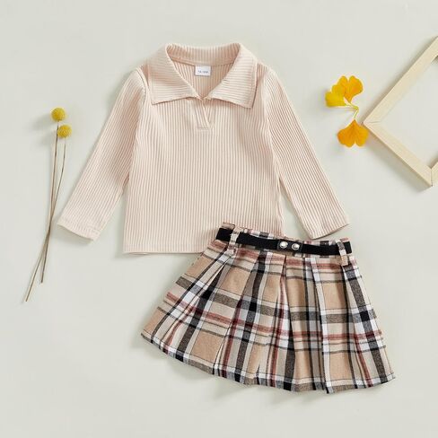 WZTYYDS Toddler Baby Girl Clothes 1T 2T 3T 4T Long Sleeve Ribbed Knit Tops Mini Skirts Set 2Pcs Fall Winter Outfits in Saudi Arabia