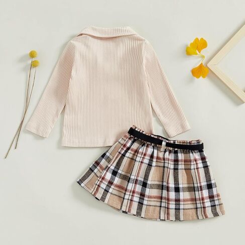 WZTYYDS Toddler Baby Girl Clothes 1T 2T 3T 4T Long Sleeve Ribbed Knit Tops Mini Skirts Set 2Pcs Fall Winter Outfits in Saudi Arabia
