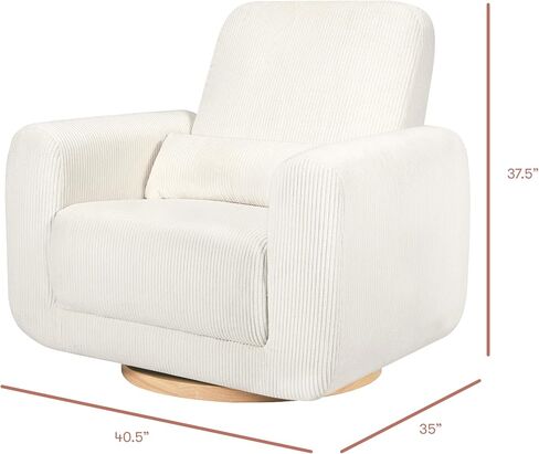 Babyletto Tuba Glider in Ivory Corduroy with Light Wood Base, Greenguard Gold and CertiPUR-US Certified in Saudi Arabia