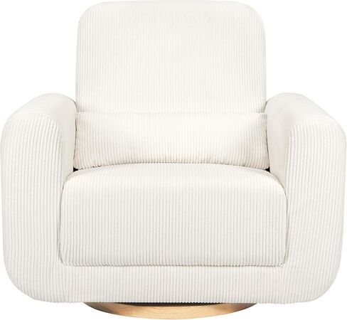 Babyletto Tuba Glider in Ivory Corduroy with Light Wood Base, Greenguard Gold and CertiPUR-US Certified in Saudi Arabia