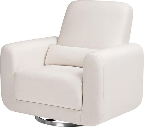 Babyletto Tuba Glider in Ivory Corduroy with Light Wood Base, Greenguard Gold and CertiPUR-US Certified in Saudi Arabia
