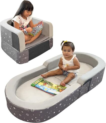 RONBEI Toddler Travel Bed, Poldable Toddler Kids Travel Beds Sofa Chair with Washable Cover in Saudi Arabia