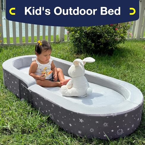 RONBEI Toddler Travel Bed, Poldable Toddler Kids Travel Beds Sofa Chair with Washable Cover in Saudi Arabia
