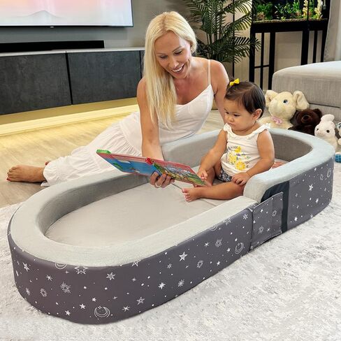 RONBEI Toddler Travel Bed, Poldable Toddler Kids Travel Beds Sofa Chair with Washable Cover in Saudi Arabia