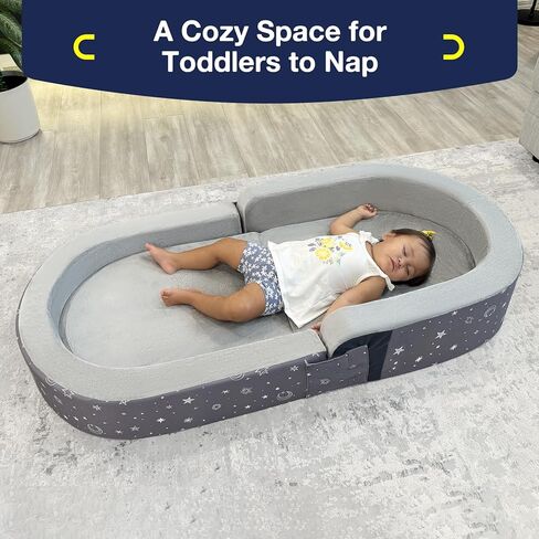 RONBEI Toddler Travel Bed, Poldable Toddler Kids Travel Beds Sofa Chair with Washable Cover in Saudi Arabia
