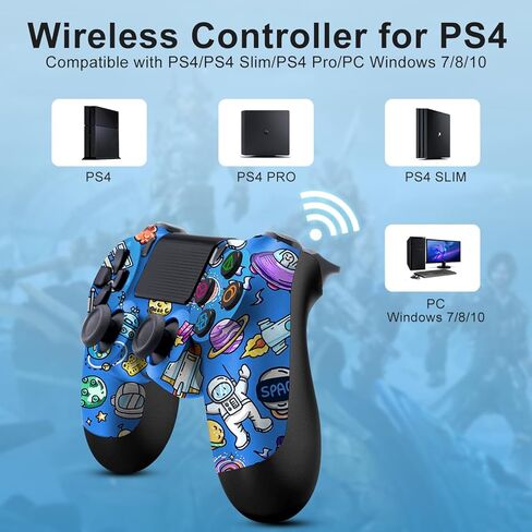 وحدة تحكم ADHJIE PS4، وحدة تحكم لاسلكية لجهاز PS4/PS4 Pro/PS4 Slim/PC مع مقبس سماعة رأس صوت 3.5 مم وبطارية مدمجة 1000 مللي أمبير في الساعة، وحدة تحكم بديلة لجهاز PS4/PS4 Pro/PS4 Slim، اهتزاز توربو ومزدوج in Kuwait