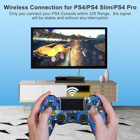 وحدة تحكم ADHJIE PS4، وحدة تحكم لاسلكية لجهاز PS4/PS4 Pro/PS4 Slim/PC مع مقبس سماعة رأس صوت 3.5 مم وبطارية مدمجة 1000 مللي أمبير في الساعة، وحدة تحكم بديلة لجهاز PS4/PS4 Pro/PS4 Slim، اهتزاز توربو ومزدوج in Kuwait