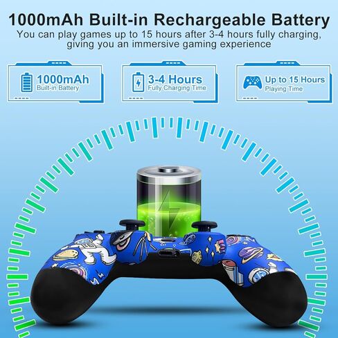 وحدة تحكم ADHJIE PS4، وحدة تحكم لاسلكية لجهاز PS4/PS4 Pro/PS4 Slim/PC مع مقبس سماعة رأس صوت 3.5 مم وبطارية مدمجة 1000 مللي أمبير في الساعة، وحدة تحكم بديلة لجهاز PS4/PS4 Pro/PS4 Slim، اهتزاز توربو ومزدوج in Kuwait