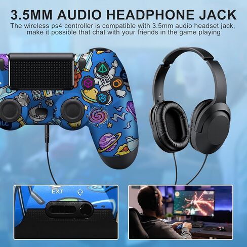 وحدة تحكم ADHJIE PS4، وحدة تحكم لاسلكية لجهاز PS4/PS4 Pro/PS4 Slim/PC مع مقبس سماعة رأس صوت 3.5 مم وبطارية مدمجة 1000 مللي أمبير في الساعة، وحدة تحكم بديلة لجهاز PS4/PS4 Pro/PS4 Slim، اهتزاز توربو ومزدوج in Kuwait