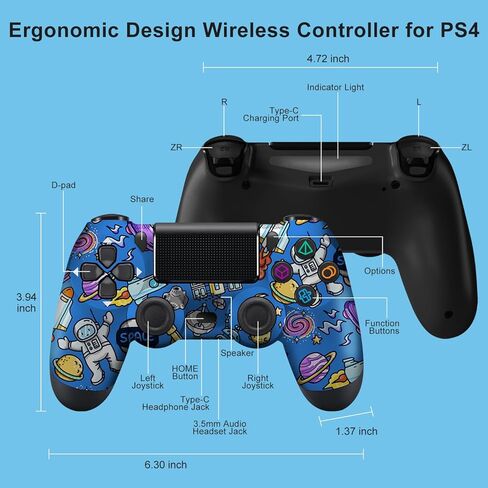 وحدة تحكم ADHJIE PS4، وحدة تحكم لاسلكية لجهاز PS4/PS4 Pro/PS4 Slim/PC مع مقبس سماعة رأس صوت 3.5 مم وبطارية مدمجة 1000 مللي أمبير في الساعة، وحدة تحكم بديلة لجهاز PS4/PS4 Pro/PS4 Slim، اهتزاز توربو ومزدوج in Kuwait