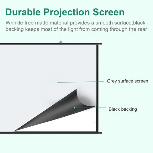 Projection Screen Black Backing 16: 9 Hanging Projector Screen 100" Indoor Movie Screen with 4K Full HD 3D Projector Screen Wall mounting Pull Down Screen for Office presentations Home Theater in Kuwait
