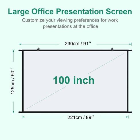 Projection Screen Black Backing 16: 9 Hanging Projector Screen 100" Indoor Movie Screen with 4K Full HD 3D Projector Screen Wall mounting Pull Down Screen for Office presentations Home Theater in Kuwait