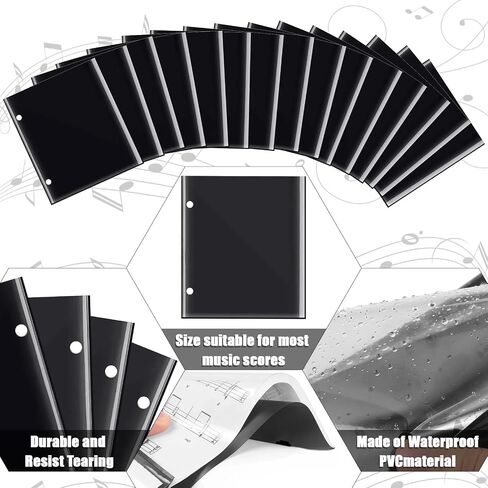 Flip Folder Pages,15 pcs 7.5 x 6.3'' Double Side Marching Band Musical Flip Folio Page W/ 2 Holes PVC Waterproof Resist Tearing Window Pages for Holding Sheet Music in Saudi Arabia