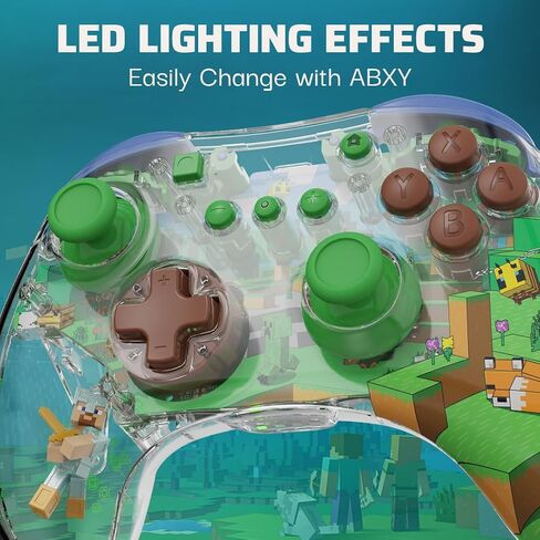 PDP REALMz™ Wireless Nintendo Switch Pro Controller, Customizable LED, 40 Hour Rechargeable Battery Power,Officially Licensed by Nintendo: Minecraft Steve -Forest Biome in Kuwait