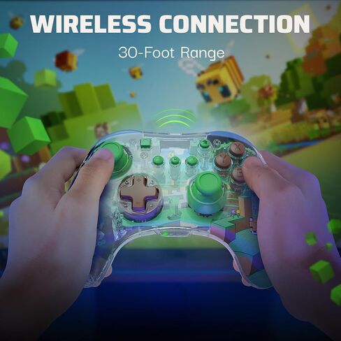 PDP REALMz™ Wireless Nintendo Switch Pro Controller, Customizable LED, 40 Hour Rechargeable Battery Power,Officially Licensed by Nintendo: Minecraft Steve -Forest Biome in Kuwait