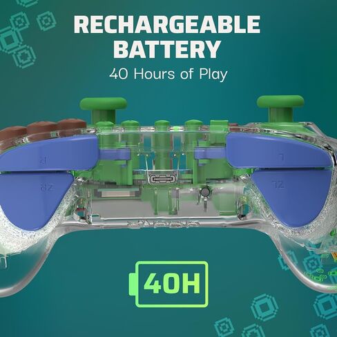 PDP REALMz™ Wireless Nintendo Switch Pro Controller, Customizable LED, 40 Hour Rechargeable Battery Power,Officially Licensed by Nintendo: Minecraft Steve -Forest Biome in Kuwait