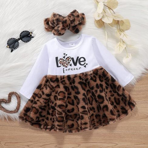 Toddler Baby Girls Leopard Outfits Princess Birthday Long Sleeve Leopard Dress Cardigan Coat Headband Winter Clothes in Saudi Arabia