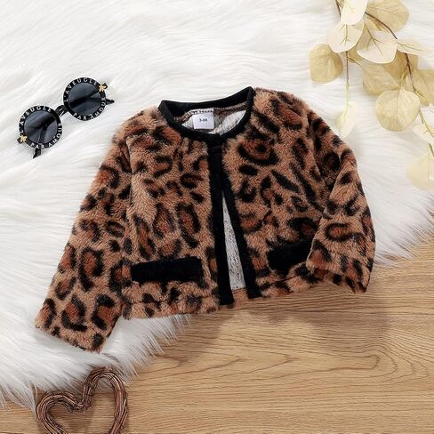 Toddler Baby Girls Leopard Outfits Princess Birthday Long Sleeve Leopard Dress Cardigan Coat Headband Winter Clothes in Saudi Arabia
