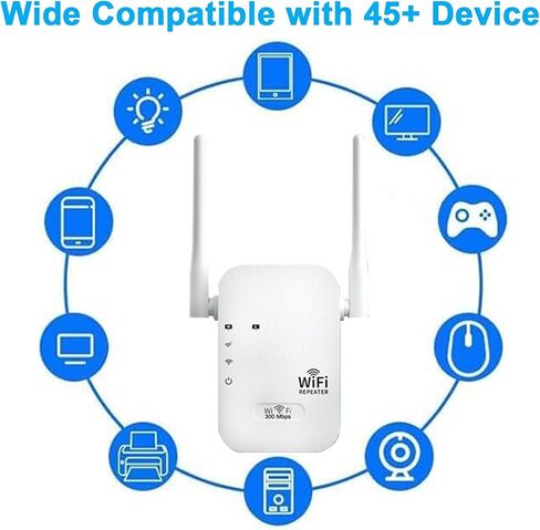 WiFi Extender Signal Booster, 2024 Newest Long Range Internet Booster WiFi Reapeater for Home, 300Mbps WiFi Extender Covers Up to 5000 Sq.ft and 45+ Devices, w/Ethernet Port in Kuwait