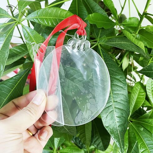 50 Pcs Round Clear Ornaments 4 inch Blank Acrylic 2024 Christmas Ornaments Clear Disc Ornament with Holes for Christmas Trees Yard Decor Labels in Kuwait