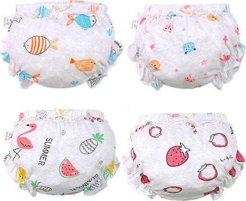 Baby Girls Bloomers Newborn Infant Toddler Diaper Covers Kids Girls Briefs Underwear Set 4-Pack in Saudi Arabia