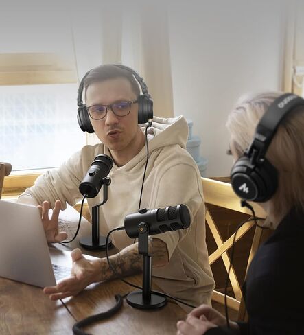 MAONO XLR Podcast Dynamic Microphone, Cardioid Studio Mic with Boom Arm for Vocal Recording,Streaming,Gaming, Voice Isolation Technology, Metal Mic, Works for Audio Interface, Mixer-PD100S in Kuwait