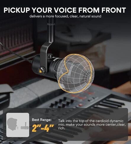MAONO XLR Podcast Dynamic Microphone, Cardioid Studio Mic with Boom Arm for Vocal Recording,Streaming,Gaming, Voice Isolation Technology, Metal Mic, Works for Audio Interface, Mixer-PD100S in Kuwait