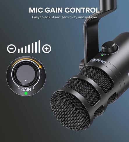 MAONO XLR Podcast Dynamic Microphone, Cardioid Studio Mic with Boom Arm for Vocal Recording,Streaming,Gaming, Voice Isolation Technology, Metal Mic, Works for Audio Interface, Mixer-PD100S in Kuwait