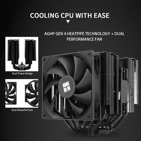 مبرد وحدة المعالجة المركزية من Thermalright Peerless Assassin 140 أسود، 6 أنابيب حرارية بتقنية AGHP، مراوح PWM مزدوجة مع سرعة 1500 دورة في الدقيقة، مبرد أبراج مزدوج، لـ AM5/AM4 in Saudi Arabia