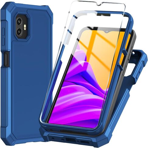 for Samsung Galaxy Xcover 6 Pro Phone Case with Tempered Glass Screen Protector,Slim Soft Silicone Full-Body Protective Case for Galaxy Xcover 6 Pro (Blue) in Kuwait