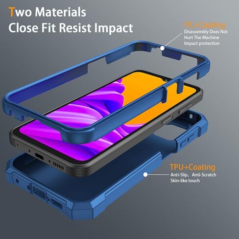 for Samsung Galaxy Xcover 6 Pro Phone Case with Tempered Glass Screen Protector,Slim Soft Silicone Full-Body Protective Case for Galaxy Xcover 6 Pro (Blue) in Kuwait