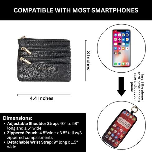 Clip & Go Phone Strap (Cream - Cream Pouch) – Crossbody Phone Chain with Zipper Wallet Pouch – Phone Lanyard for Around the Neck, Phone Wallet, and Cell Phone Holder Badge in Saudi Arabia