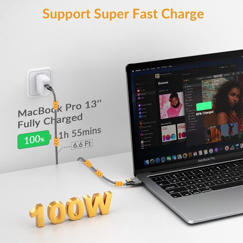 لكابل Thunderbolt 4 [شهادة USB-IF] كابل iDsonix 2 في 1 USB 4.0 [5 قدم] مع شاشة 8K@60 هرتز، نقل بيانات 40 جيجابت في الثانية، شحن PD 100 واط لأجهزة MacBook وDock وiPad والهاتف والكمبيوتر المحمول وما إلى ذلك in Kuwait