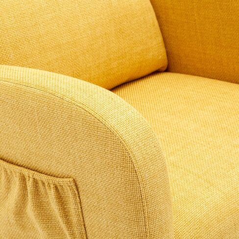 Goohome Rocking Chair, Linen Upholstered Glider Rocker for Nursery Comfy Armchair with Safe Solid Wood Base & Side Pocket for Living Room Bedroom Balcony Home Office in Saudi Arabia